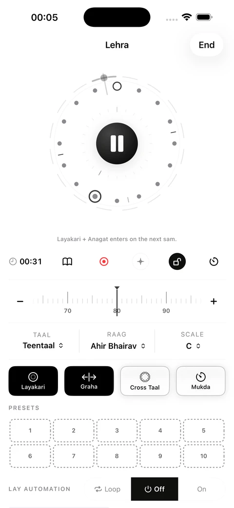 Graha target, current position, and pending-entry message
